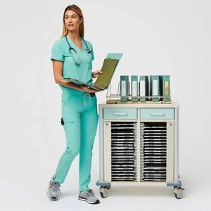 Figs Yola fresh aqua skinny scrub pants